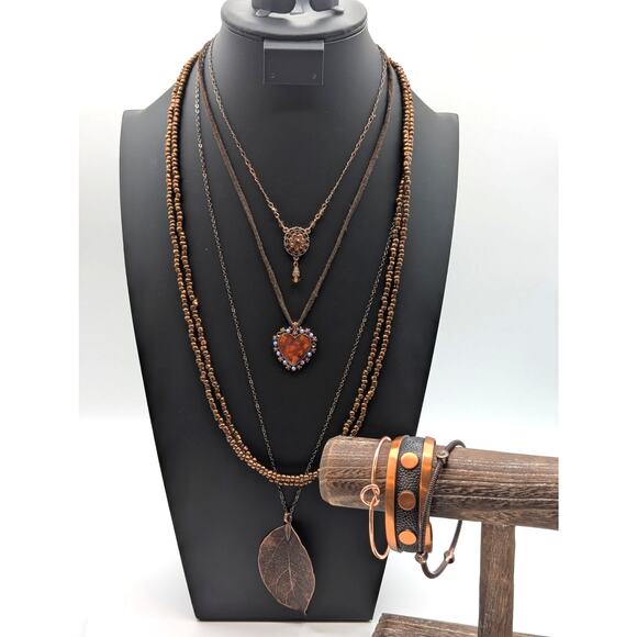 Seven Piece Copper Lot Four Necklaces & Three Bracelets - Picture 10 of 10